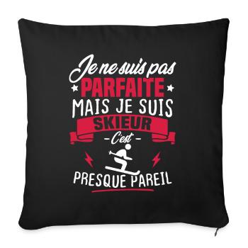 Pas parfaite mais je suis skieur - Housse de coussin décorative 45 x 45 cm - noir - Devant