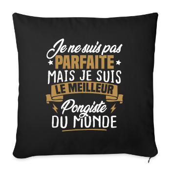 Pas parfaite mais le meilleur pongiste du monde - Housse de coussin décorative 45 x 45 cm - noir - Devant