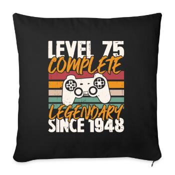 Birthday Present, Level 75 Complete 1948 - Sofa pillowcase 17,3'' x 17,3'' (45 x 45 cm) - black - Front