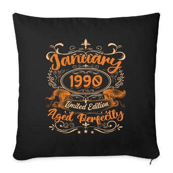 Januar 1990 | Perfekt gealtert | Limitierte Auflage - Sofakissenbezug 45 x 45 cm - Schwarz - Vorne