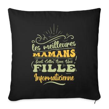 Meilleure Maman Avec Fille Informaticienne - Housse de coussin décorative 45 x 45 cm - noir - Devant