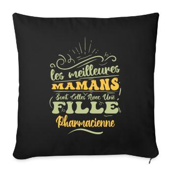 Meilleure Maman Avec Fille pharmacienne - Housse de coussin décorative 45 x 45 cm - noir - Devant