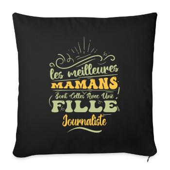 Meilleure Maman Avec Fille journaliste - Housse de coussin décorative 45 x 45 cm - noir - Devant