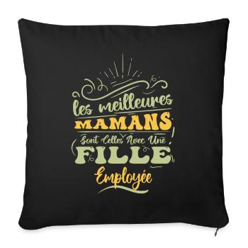Meilleure Maman Avec Fille Employée - Housse de coussin décorative 45 x 45 cm - noir - Devant