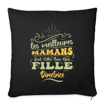 Meilleure Maman Avec Fille Directrice - Housse de coussin décorative 45 x 45 cm - noir - Devant