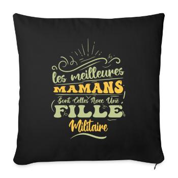 Meilleure Maman Avec Fille Militaire - Housse de coussin décorative 45 x 45 cm - noir - Devant