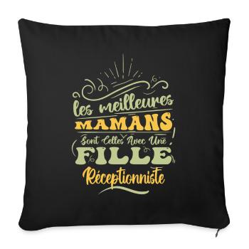 Meilleure Maman Avec Fille Réceptionniste - Housse de coussin décorative 45 x 45 cm - noir - Devant