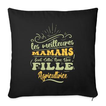 Meilleure Maman Avec Fille Agricultrice - Housse de coussin décorative 45 x 45 cm - noir - Devant