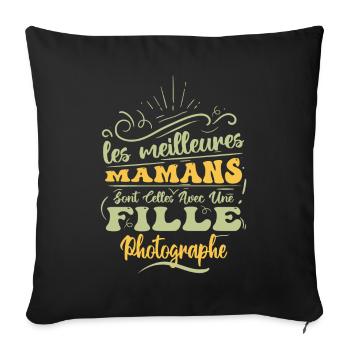 Meilleure Maman Avec Fille Photographe - Housse de coussin décorative 45 x 45 cm - noir - Devant