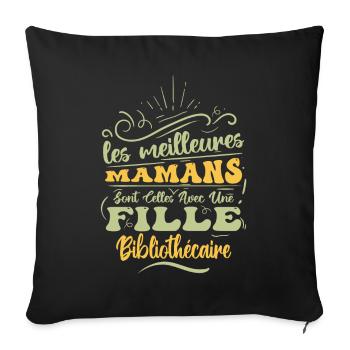 Meilleure Maman Avec Fille Bibliothécaire - Housse de coussin décorative 45 x 45 cm - noir - Devant