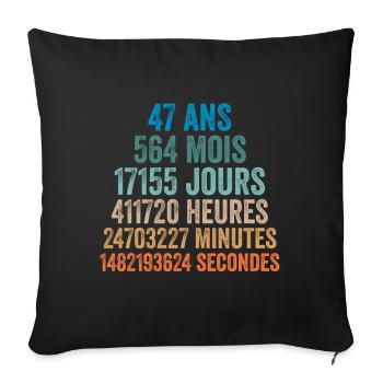 47 Ans Anniversaire - cadeau d'anniversaire - Housse de coussin décorative 45 x 45 cm - noir - Devant