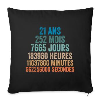 21 Ans Anniversaire - cadeau d'anniversaire - Housse de coussin décorative 45 x 45 cm - noir - Devant