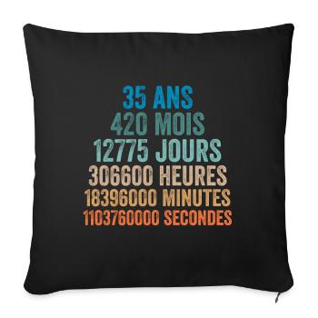 35 Ans Anniversaire - cadeau d'anniversaire - Housse de coussin décorative 45 x 45 cm - noir - Devant
