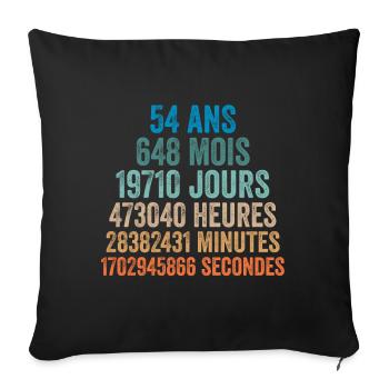 54 Ans Anniversaire - cadeau d'anniversaire - Housse de coussin décorative 45 x 45 cm - noir - Devant