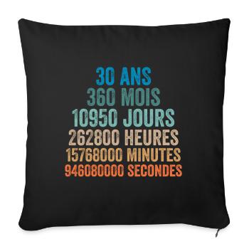 30 Ans Anniversaire - cadeau d'anniversaire - Housse de coussin décorative 45 x 45 cm - noir - Devant