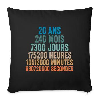 20 Ans Anniversaire - cadeau d'anniversaire - Housse de coussin décorative 45 x 45 cm - noir - Devant