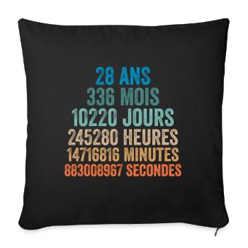 28 Ans Anniversaire - cadeau d'anniversaire - Housse de coussin décorative 45 x 45 cm - noir - Devant