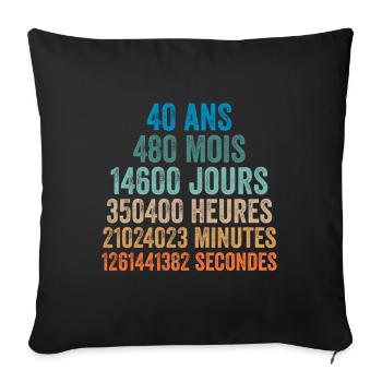 40 Ans Anniversaire - cadeau d'anniversaire - Housse de coussin décorative 45 x 45 cm - noir - Devant