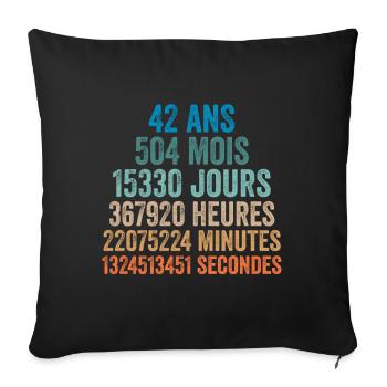 42 Ans Anniversaire - cadeau d'anniversaire - Housse de coussin décorative 45 x 45 cm - noir - Devant