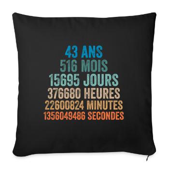 43 Ans Anniversaire - cadeau d'anniversaire - Housse de coussin décorative 45 x 45 cm - noir - Devant