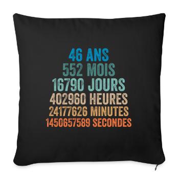 46 Ans Anniversaire - cadeau d'anniversaire - Housse de coussin décorative 45 x 45 cm - noir - Devant