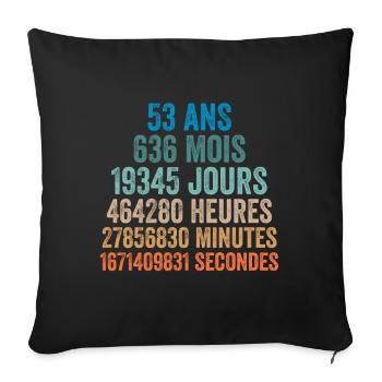 53 Ans Anniversaire - cadeau d'anniversaire - Housse de coussin décorative 45 x 45 cm - noir - Devant