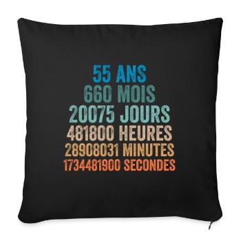 55 Ans Anniversaire - cadeau d'anniversaire - Housse de coussin décorative 45 x 45 cm - noir - Devant
