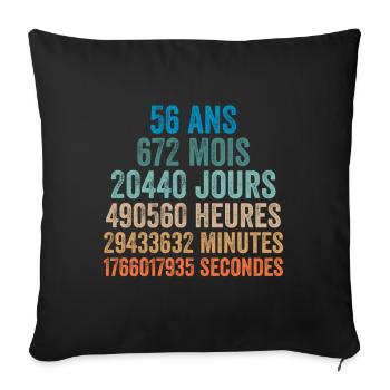56 Ans Anniversaire - cadeau d'anniversaire - Housse de coussin décorative 45 x 45 cm - noir - Devant