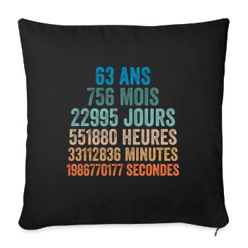 63 Ans Anniversaire - cadeau d'anniversaire - Housse de coussin décorative 45 x 45 cm - noir - Devant