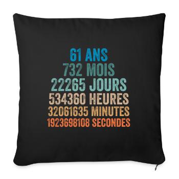 61 Ans Anniversaire - cadeau d'anniversaire - Housse de coussin décorative 45 x 45 cm - noir - Devant