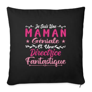 Je Suis Une Maman Géniale Et Une Directrice Fantas - Housse de coussin décorative 45 x 45 cm - noir - Devant