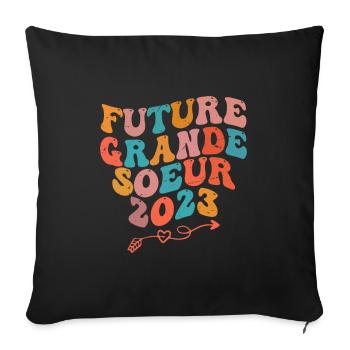Future Big Sister 2023 Gift Pregnancy Announcement - Sofa pillowcase 17,3'' x 17,3'' (45 x 45 cm) - black - Front