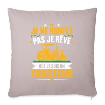 Je ne ronfle pas je rêve que je suis un tracteur - Housse de coussin décorative 45 x 45 cm - taupe clair - Devant