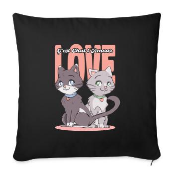C'est Chat L'amour - Housse de coussin décorative 45 x 45 cm - noir - Devant