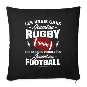 Les vrais gars jouent au rugby - Housse de coussin décorative 45 x 45 cm - noir - Devant