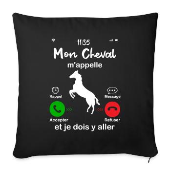 Mon Cheval M'appelle. Et Je Dois Y Aller - Housse de coussin décorative 45 x 45 cm - noir - Devant
