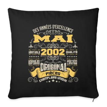 Anniversaire Vintage Né(e) en Mai 2002 - Housse de coussin décorative 45 x 45 cm - noir - Devant