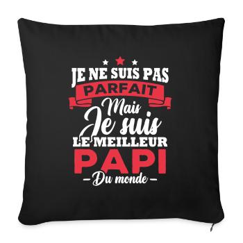 Pas parfait mais le meilleur papi du monde - Housse de coussin décorative 45 x 45 cm - noir - Devant