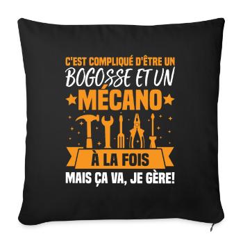 Un bogosse et un mécano - Housse de coussin décorative 45 x 45 cm - noir - Devant
