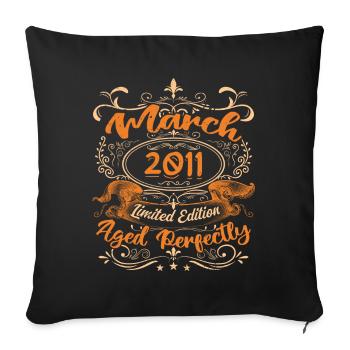 Anniversaire Vintage Né(e) en Mars 2011 - Housse de coussin décorative 45 x 45 cm - noir - Devant