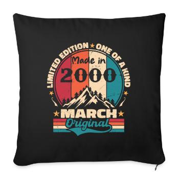 Vintage birthday born in March 2000 - Sofa pillowcase 17,3'' x 17,3'' (45 x 45 cm) - black - Front
