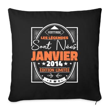 Janvier 2014 | Vintage Anniversaire 2014 Rétro - Housse de coussin décorative 45 x 45 cm - noir - Devant