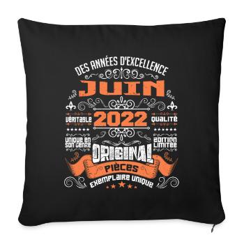 Légende vivante depuis Juin 2022 - Housse de coussin décorative 45 x 45 cm - noir - Devant