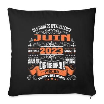 Légende vivante depuis Juin 2023 - Housse de coussin décorative 45 x 45 cm - noir - Devant