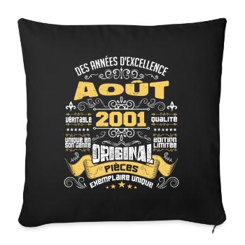 Les légendes sont nées en Août 2001 | vintage - Housse de coussin décorative 45 x 45 cm - noir - Devant