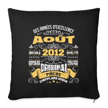 Les légendes sont nées en Août 2012 | vintage - Housse de coussin décorative 45 x 45 cm - noir - Devant