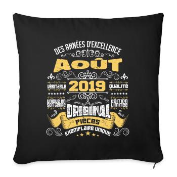 Les légendes sont nées en Août 2019 | vintage - Housse de coussin décorative 45 x 45 cm - noir - Devant