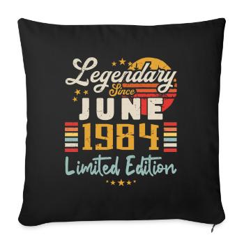 Vintage Geburtstag geboren im Juni 1984 - Sofakissenbezug 45 x 45 cm - Schwarz - Vorne