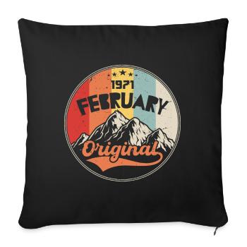 Vintage February 1971, Retro Gift - Sofa pillowcase 17,3'' x 17,3'' (45 x 45 cm) - black - Front