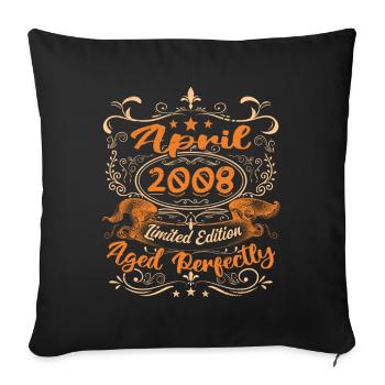 Vintage Geburtstag Geschenkidee April 2008 - Sofakissenbezug 45 x 45 cm - Schwarz - Vorne